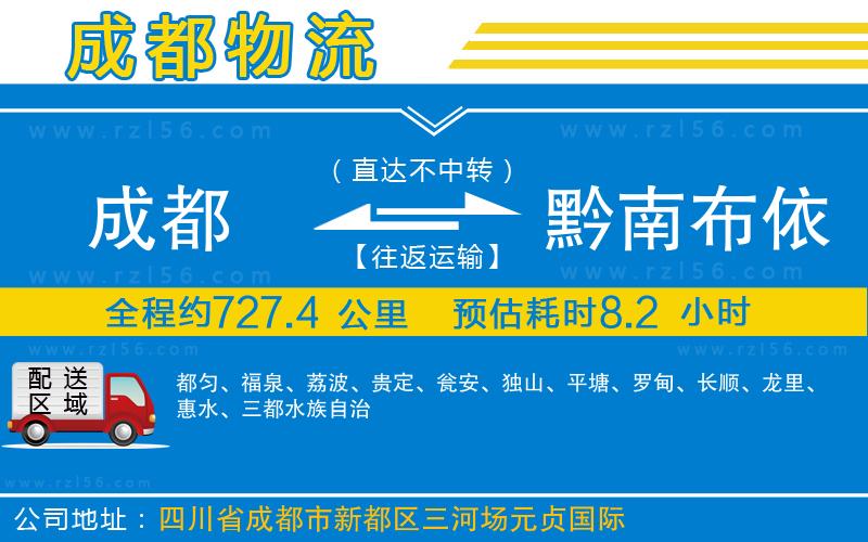 成都到黔南布依族苗族自治州貨運專線